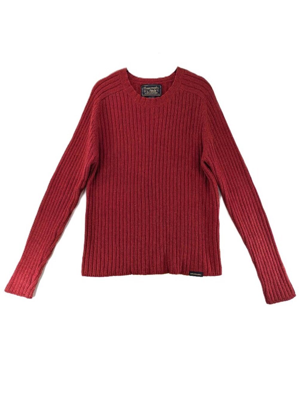 VTG 90s Abercrombie & Fitch Made in Australia Thick Rib Knit Sweater Red L Heavy